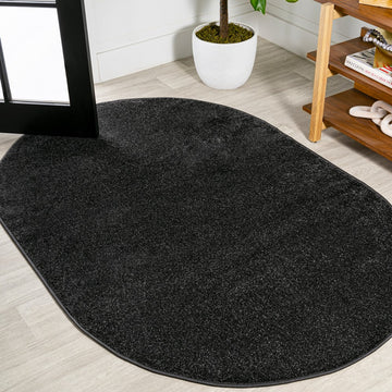 Haze Solid Low-pile Area Rug Black